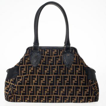 Fendi Velour Zucca Bag Du Jour Tote