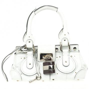 Chloe White Leather Small Snap Paddington Satchel 