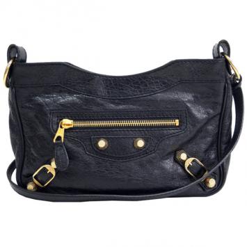 Balenciaga Black Lambskin Giant Hip Shoulder Bag