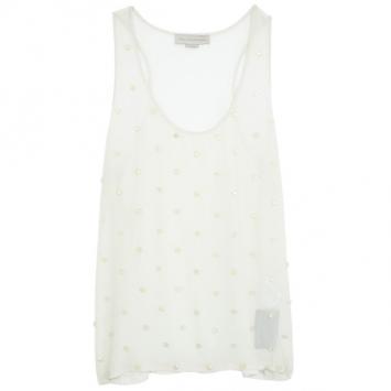 Stella McCartney Silk Embellished Cream Tank Top  L