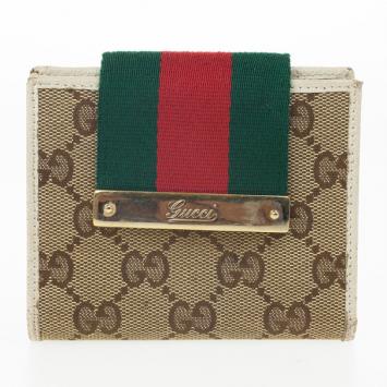 Gucci Guccissima Canvas Web Detail Mini Wallet