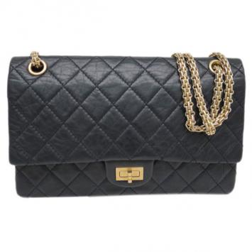 Chanel Black Calfskin Double Flap Reissue 2.55 Shoulder Bag