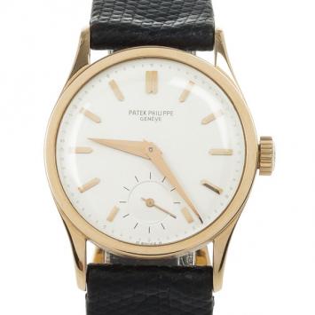 Pre Owned Patek Philippe 18 K Yellow Gold Calatrava Vintage Mens Wristwatch 33 MM