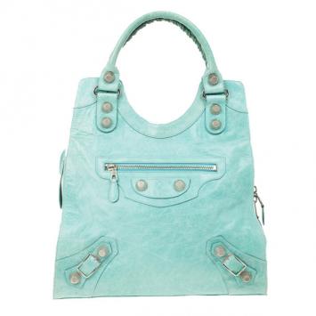 Balenciaga Aqua Giant Silver Folder Bag