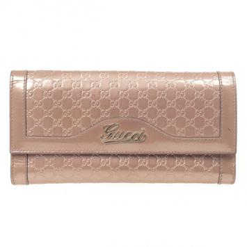 Gucci Pink Patent Microguccissima Script Wallet