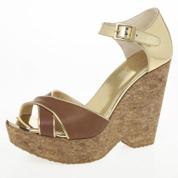 Jimmy Choo Pape Mirrored Wedge Sandals Size 40.5