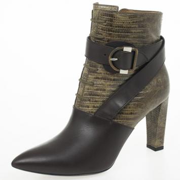 Balenciaga Snakeskin &amp; Leather Ankle Boots Size 38
