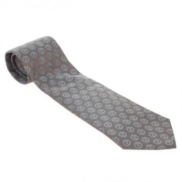 Pre Owned Giorgio Armani Brown Silk Monogram Tie