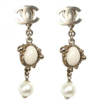 Chanel Pearl Dangling Clip Earrings