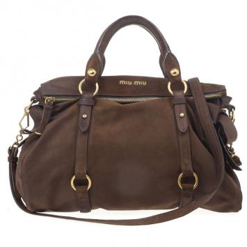 Miu Miu Dark Brown Suede Bow Tote