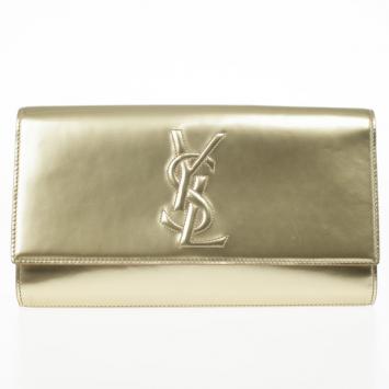 Yves Saint Laurent Gold Patent 'Belle De Jour' Flap Clutch