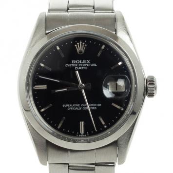 Pre Owned Rolex Datejust Stainless Steel Black Mens Wristwatch 36 MM