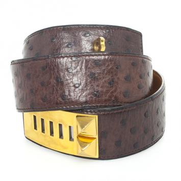 Hermes Brown Collier De Chien Ostrich Belt Size 70