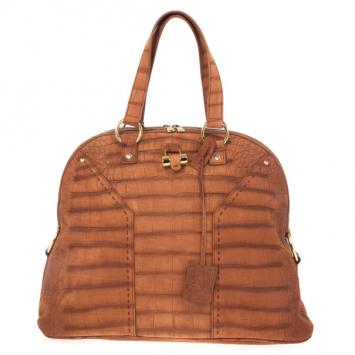 Saint Laurent Paris Croc-Embossed Degrade Large Muse Bag