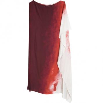 Bottega Veneta Red Ombre Silk Sleeveless Shift Dress L