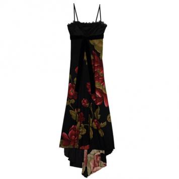 Elie Saab Floral Print Black Gown S