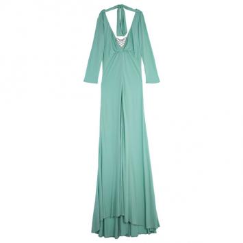 Elie Saab Ruched Waist Baby Blue Gown M