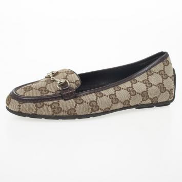 Gucci Guccissima Canvas Horsebit Loafers Size 35