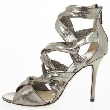 Jimmy Choo Metallic Suede Knotted Kemble Sandals Size 38 