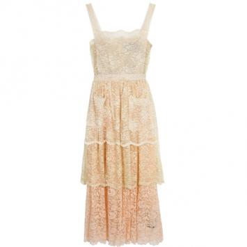 D&amp;G Creme Lace Tiered Dress S