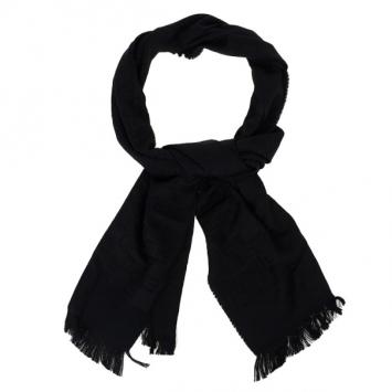 Gucci Black GG Pattern Wool &amp; Silk Scarf