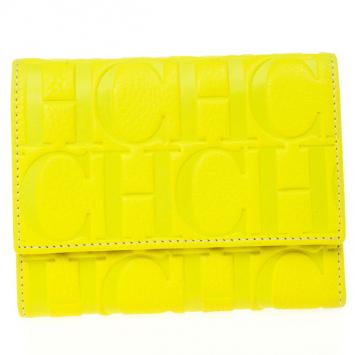 Carolina Herrera Yellow Monogram Compact Wallet