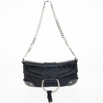 Dolce and Gabbana Black Python and Satin Pochette