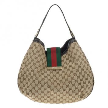 Gucci Canvas 'Ladies Web' Large Hobo Handbag