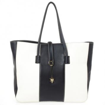 Tod's Large Black and White Paneled Leather Tote