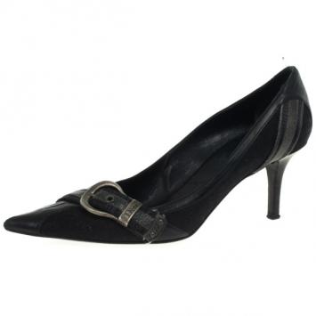 Christian Dior Black Pointed Toe Buckle Pumps Size 38.5
