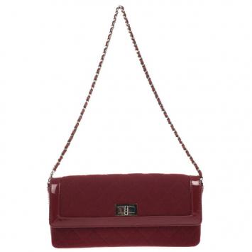 Chanel Dark Bordeaux Quilted Wool and Patent Leather East/West Mademoiselle Flap Bag