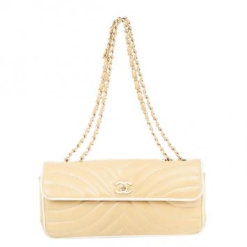 Chanel Beige Leather Medium Flap Bag