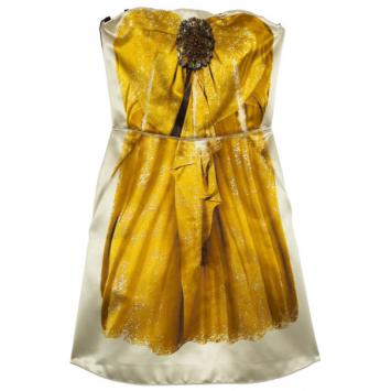 D&amp;G Yellow Sunflower Corset Cocktail Dress M