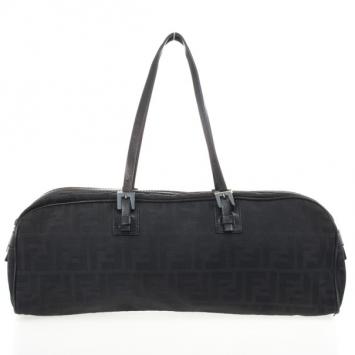 Fendi Black Zucca Canvas East/West Satchel Bag