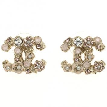 Chanel CC Crystal Signature Floral Earrings