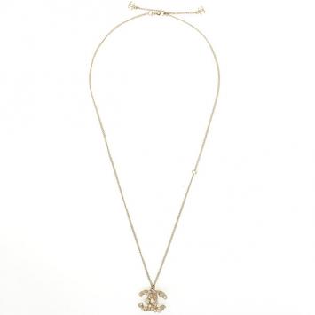 Chanel CC Crystal Signature Floral Pendant Necklace