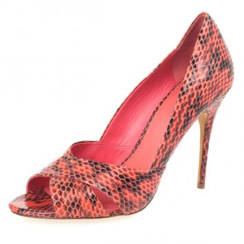 Tory Burch Pink Snake Embossed Amira Pumps Size 40.5