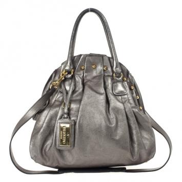 Valentino Metallic Pleated Studded Dome Satchel