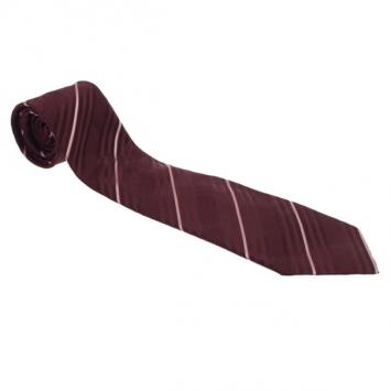 Pre Owned Giorgio Armani Burgundy Striped Silk Tie
