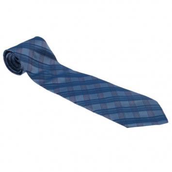 Pre Owned Hermes Blue Striped Silk Tie