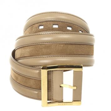 Burberry Beige Leather Keswick Belt Size 90