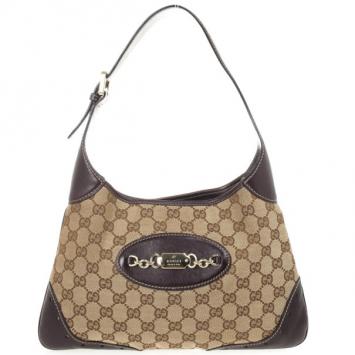 Gucci Beige/Ebony Monogram Small Chainlink Hobo