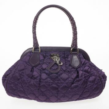 Christian Dior Purple Charming Cannage Quilted Satin Doctor's Tote Bag