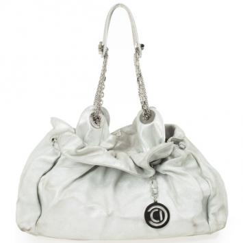 Dior Silver Leather Le Trente Drawstring Shoulder Bag