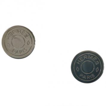 Hermes Clous De Selle Pierced Earrings Silver Tone Metal