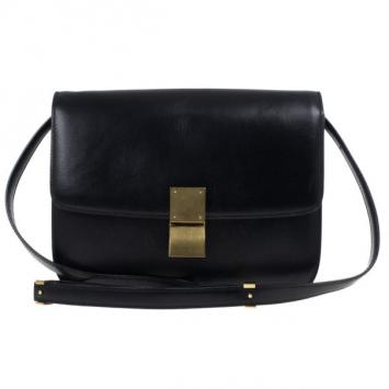 Celine Black Leather Medium Box Shoulder Bag