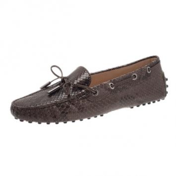 Tod’s Brown Python Leather Loafers Size 37