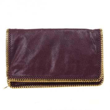 Stella McCartney Falabella Shaggy Deer Burgundy Fold Over Clutch 