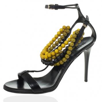 Burberry Prorsum Black T Strap Beaded Sandals Size 39