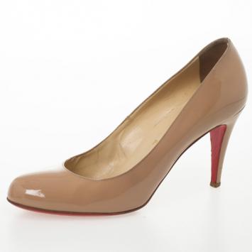 Christian Louboutin Nude Patent Simple Pumps Size 41